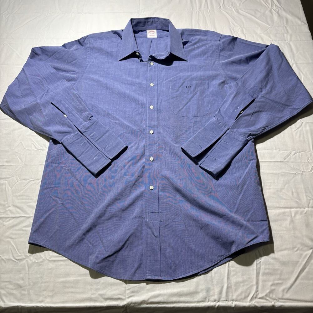 Brooks Brothers Dress Shirt Mens 16.5 34 Blue Traditional Fit Cotton